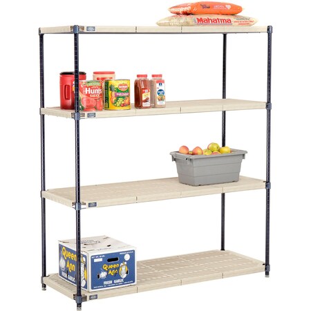 Nexel Nexelite 4 Shelf, Vented Plastic Mat Shelving Unit, Starter, 54inW x 24inD x 63inH 331462N